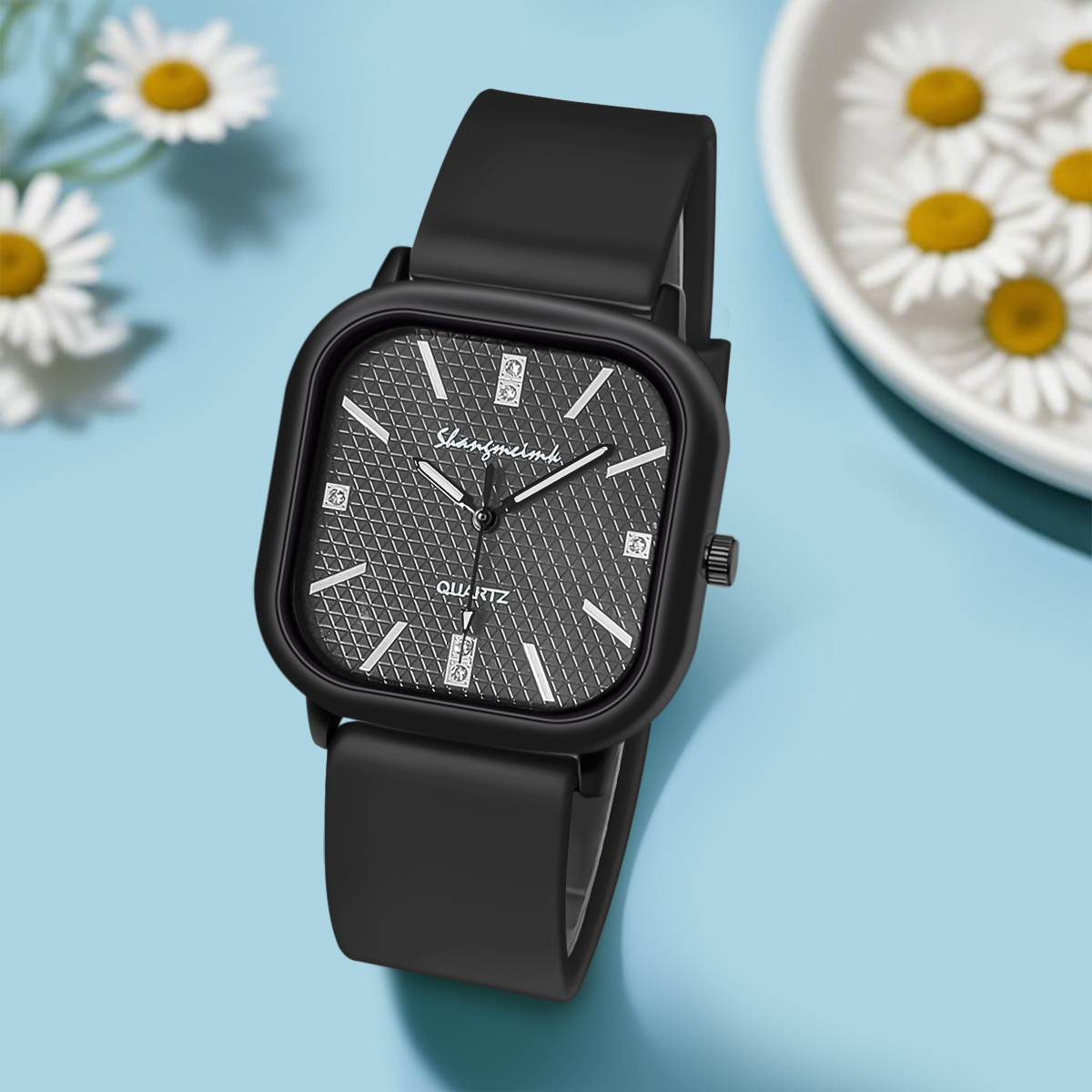 Square Case Quartz Watch Men W - огляд і ціна Silicone Band Women