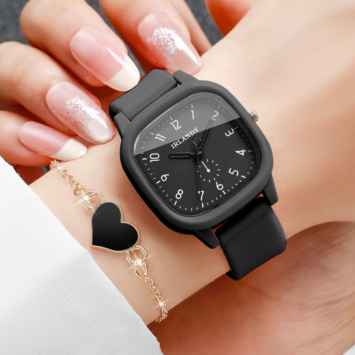 4PCS Fashion Square Women Quar - огляд і ціна Silicone Band Women