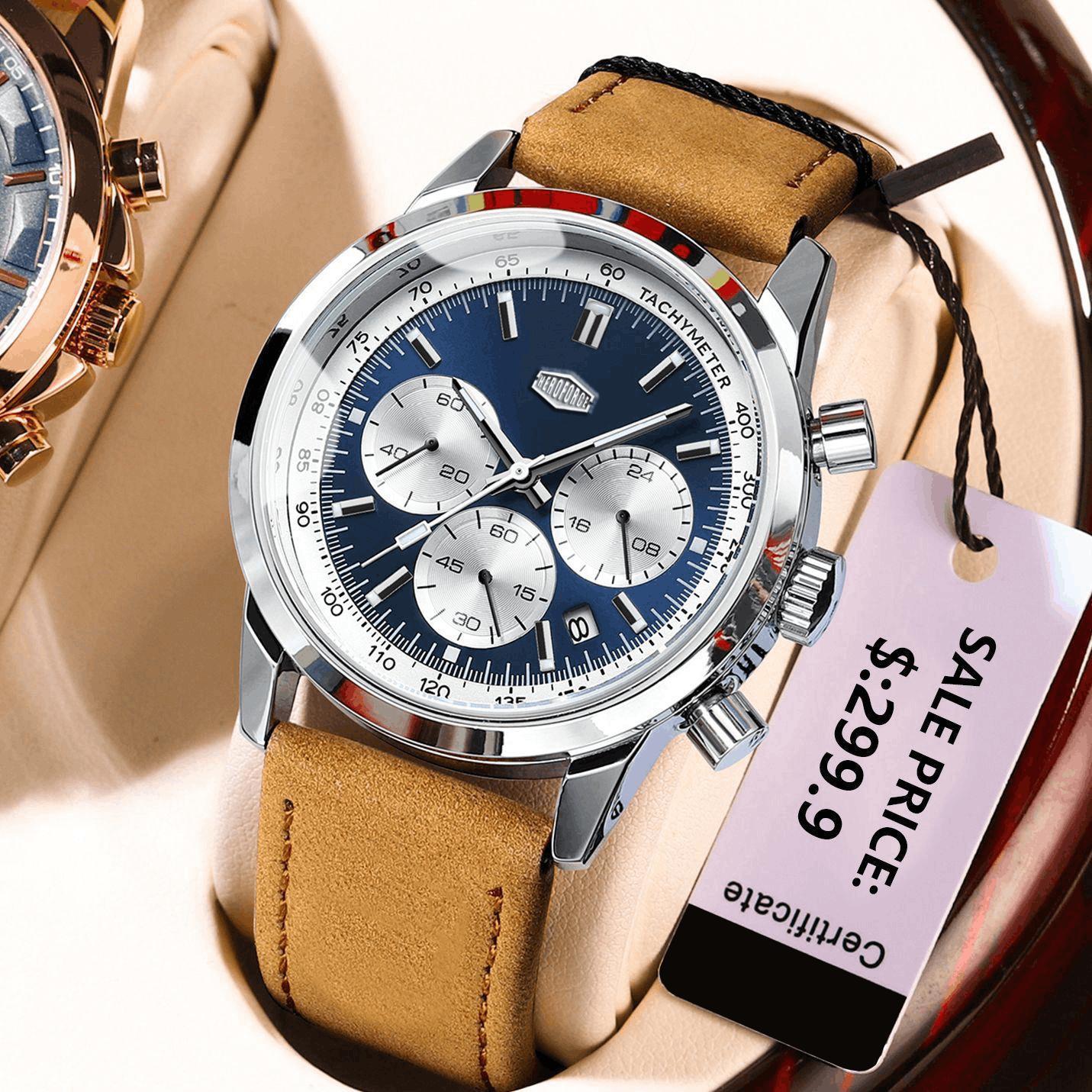 HEROFORCE Classic Silver Blue  - огляд і ціна Leather Watch Band Men